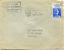 FRANCE LETTRE AFFRANCHIE AVEC UN N°1011Ba PUB. PETOLE HAHN DEPART TOURCOING 5-12-1958 NORD POUR LA FRANCE - 1955-1961 Marianne (Muller)