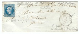 FRANCE 1862: LSC De Condom (Gers) Du 9-2-64 Pour Aiguillon (Lot-et-Garonne) Avec Le Y&T22 Et Obl. GC935 (Ind.3) - 1862 Napoleon III