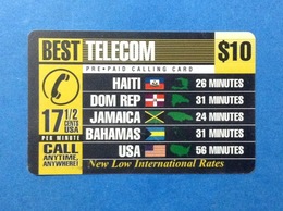 HAITI JAMAICA BAHAMAS USA STATI UNITI CARTA SCHEDA TELEFONICA PREPAGATA USATA USED PREPAID PHONE CARD BEST TELECOM $10 - Other