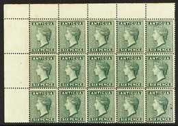 1884-86 6d Deep Green, SG 29, Never Hinged Mint BLOCK OF FIFTEEN From The Top-left Corner, Some Light Gum Toning But A S - Andere & Zonder Classificatie