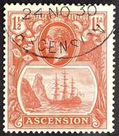 1924-33 1½d Rose-red TORN FLAG VARIETY, SG 12b, Superb Used With "24 NO 30" Dated Oval Registered Postmark. Lovely! For  - Ascension