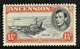1944 1½d Black And Vermilion Perf. 13, With DAVIT FLAW, SG 40ba, Fine Corner Cds Used. For More Images, Please Visit Htt - Ascensione