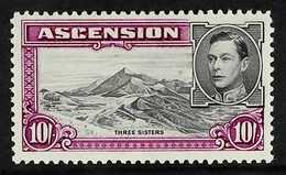 1944 10s Black And Bright Purple, Perf. 13 With BOULDER FLAW, SG 47ba, Fine Mint. For More Images, Please Visit Http://w - Ascension