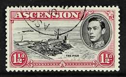 1953 1½d Black And Rose-carmine Perf. 13, With DAVIT FLAW, SG 40fa, Fine Cds Used, Unpriced In SG. For More Images, Plea - Ascensión