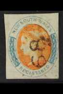 NEW SOUTH WALES 1859 Registered 6d Orange And Prussian Blue, With Double Lined Watermark "N", SG 106, Fine With Four Cle - Andere & Zonder Classificatie