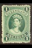 QUEENSLAND 1886 £1 Deep Green On Thick Paper, SG 161, Fine Mint, Large Part Og. For More Images, Please Visit Http://www - Otros & Sin Clasificación