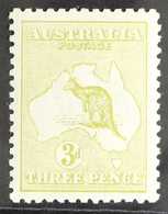 1915 3d Yellow Olive, Die II, Wmk Narrow Crown, Kangaroo, SG 37d, Superb Mint. For More Images, Please Visit Http://www. - Andere & Zonder Classificatie