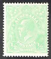 1918 ½d Green, Variety "Thin 1 In Fraction At Right", SG 48a, Very Fine Mint. For More Images, Please Visit Http://www.s - Other & Unclassified