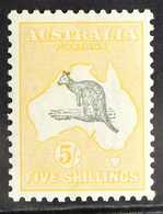 1929 5s Grey And Yellow, Wmk "Crown And A", Kangaroo, SG 111, Superb Mint. For More Images, Please Visit Http://www.sand - Otros & Sin Clasificación