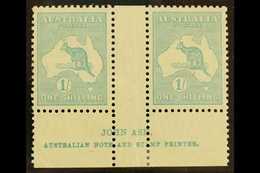 1929-30 Small Multiple Wmk 1s Blue-green Roo (SG 109), Ash Imprint Pair With "N" Over "N", BW 34z, Fine Mint  For More I - Other & Unclassified