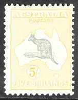 1931 5s Grey And Yellow, Wmk C Of A, Kangaroo, SG 135, Very Fine Mint. For More Images, Please Visit Http://www.sandafay - Otros & Sin Clasificación
