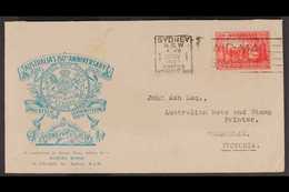 1937 2d Scarlet Foundation Of NSW Stamp With 'MAN WITH TAIL' FLAW (SG 193a) Tied To Illustrated Stamp Exhibition Env By  - Andere & Zonder Classificatie