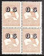 OFFICIALS 1932-3 6d Chestnut Kangaroo, Wmk SG Type W15, "O S" Overprint In A BLOCK OF FOUR, SG O133, Never Hinged Mint B - Otros & Sin Clasificación