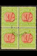 POSTAGE DUES 1931 - 36 1s Carmine And Yellow Green, SG D111, Very Fine Used Block Of 4, Central Cds Cancel. For More Ima - Other & Unclassified