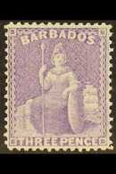 1875-81 3d Mauve-lilac Britannia, Watermark Crown CC, Perf 14, SG 75, Very Fine Mint. For More Images, Please Visit Http - Barbades (...-1966)