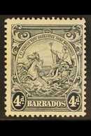1938 4d Black Badge Of The Colony, Curved Line At Top Right, SG 253b, Fine Mint. For More Images, Please Visit Http://ww - Barbados (...-1966)