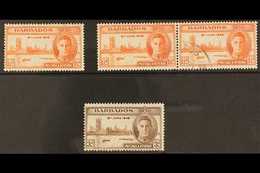 1946 Victory 1½d Red-orange Showing Two Flags On Tug, SG 262a, Fine Mint And Within A Cds Used Pair, 3d Brown Showing Ki - Barbados (...-1966)