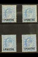 1911 - 1913 1pia On 2½d Bright Ed VII Surcharged, SG 25/29, Very Fine And Fresh Mint. (4 Stamps) For More Images, Please - Levant Britannique