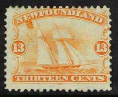 1865-70 VARIETY 13c Orange-yellow "Schooner", SG 29, With A Large Orange-yellow Spot Below The "E" Of Newfoundland, Mint - Other & Unclassified