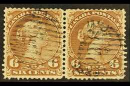 1870 6c Yellow Brown Large Queen, SG 59b, Horizontal Pair With Part 1870 Cds And Barred Cancels. For More Images, Please - Otros & Sin Clasificación