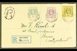 1914 (Jan) Neat Envelope Registered To Switzerland, Bearing 1912-20 2d, 4d And 6d, SG 43, 46/47 Tied Georgetown Cds's, J - Iles Caïmans