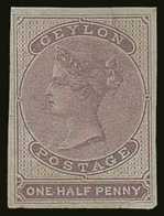 1857-64 ½d Reddish Lilac Imperf (blued Paper), SG 16, Very Fine Lightly Hinged Mint With 4 Large Neat Margins, Small Cre - Ceylan (...-1947)