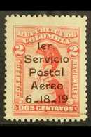 1919 FORGERY 2c Carmine Rose Opt'd Air Issue, As Scott C1, Unused "Spacefiller" Forgery. For More Images, Please Visit H - Colombie