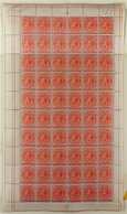 1912-20 1d Orange - Vermilion On Thick Greyish Paper, Wmk Mult Crown CA, SG 619, COMPLETE SHEET OF SIXTY With Stamps Nev - Falkland