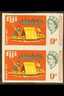 1968 9d Bamboo Raft Boat IMPERFORATE PAIR, SG 377 Unlisted Variety, Lightly Hinged Mint With BPA Certificate. For More I - Fidji (...-1970)