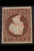 1874 VARIETY. 4d Brown, CC Wmk, Imperf With WATERMARK INVERTED Variety, SG 5w, Superb Used With Four Good To Large Margi - Gambie (...-1964)