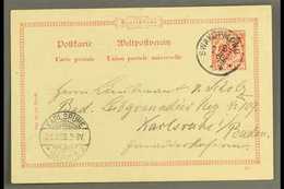 SOUTH WEST AFRICA 1898 (3 Mar) 10pf With Diagonal Opt Postal Stationery Card To Germany Cancelled By Fine "SWAKOPMUND" C - Otros & Sin Clasificación
