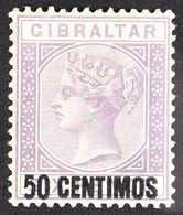 1889 50c On 6d Lilac With Short Foot To "5" Variety, SG 20a, Fine Mint. For More Images, Please Visit Http://www.sandafa - Gibilterra