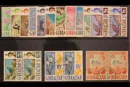 1960-62 Definitives Complete Set, SG 160/73, Very Fine Used PAIRS. (14 Pairs = 28 Stamps) For More Images, Please Visit  - Gibraltar