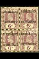 1911 6d Dull And Bright Purple, Overprinted, SG 6, Superb Used Block Of 4 With Violet Protectorate Cancels. For More Ima - Isole Gilbert Ed Ellice (...-1979)