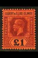 1912-24 £1 Purple And Black On Red, SG 24, Very Fine Mint, Superb. For More Images, Please Visit Http://www.sandafayre.c - Isole Gilbert Ed Ellice (...-1979)