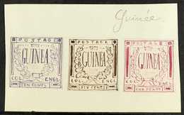 ORIGINAL ARTWORK 1861 Hand-painted, Stamp Sized Essays Produced In France, Inscribed "GUINEA" In A Crown & Laurel Design - Guinea (1958-...)