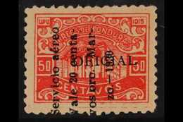 1930 AIR POST 20c On 50c Vermilion Official Stamp With 4- Line "zo. - 1930" Overprint Reading Upwards, SG 296, Mint Ligh - Honduras