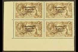 1922 2s 6d Chocolate Brown, Corner Marginal Block Of 4, Top Right Stamp Showing The Variety "No Accent", SG 64/64b, Very - Otros & Sin Clasificación