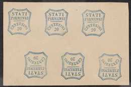 PARMA FORGERIES. 1859 20c Blue (as Sassone 15) Tête Bêche Block Of 6 On Ungummed Paper. (6 Stamps) For More Images, Plea - Non Classés