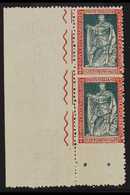 1928 25c Carmine And Green, Filiberto, Marginal Vertical Pair, Variety "imperf Between And At Base", Sass 227o, Superb N - Non Classificati