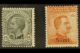 AEGEAN IS - SIMI 1921 - 2 15c Grey And 20c Orange With Wmk, Sass 10/11, Fine Mint. (2 Stamps) For More Images, Please Vi - Autres & Non Classés