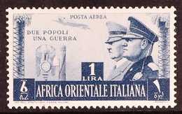 ITALIAN EAST AFRICA 1941 AIR (unissued) 1L Blue-grey With Central Value Tablet (Sass 20), Never Hinged Mint, Couple Of N - Andere & Zonder Classificatie