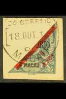 1911 5a On Half Of 10a Dull Blue (ovptd Provisorio), SG 207, Superb Used On Piece. For More Images, Please Visit Http:// - Other & Unclassified