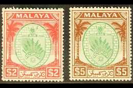 NEGRI SEMBILAN 1949-55 $2 Green & Scarlet & $5 Green & Brown "Arms", SG 61/2, Never Hinged Mint (2 Stamps) For More Imag - Altri & Non Classificati