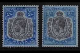 1921-22 2s Purple And Blue, SG 103, Two Very Different Shades, Fine Mint. (2) For More Images, Please Visit Http://www.s - Malte (...-1964)