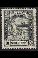 1922 10s Black, Wmk Mult Script CA, SG 104, Superb Used. For More Images, Please Visit Http://www.sandafayre.com/itemdet - Malta (...-1964)