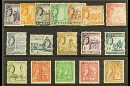 1956-58 Definitives Complete Set, SG 266/82, Never Hinged Mint. (17 Stamps) For More Images, Please Visit Http://www.san - Malta (...-1964)