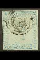 1859 2d Blue Imperf "Lapirot", Worn Impression, From Position 7, SG 39, Used With Three Margins And Target Cancel, Horiz - Mauricio (...-1967)