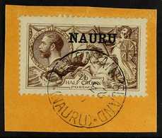 1916 - 23 2s 6d Yellow Brown, DLR Seahorse, SG 20, Superb Used On Piece With Central Pleasant Island Cds. For More Image - Nauru