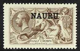 1919 2s 6d Chocolate Brown, Waterlow Seahorse, Variety "Double Overprint, One Albino", SG 24b, Very Fine Mint. For More  - Nauru